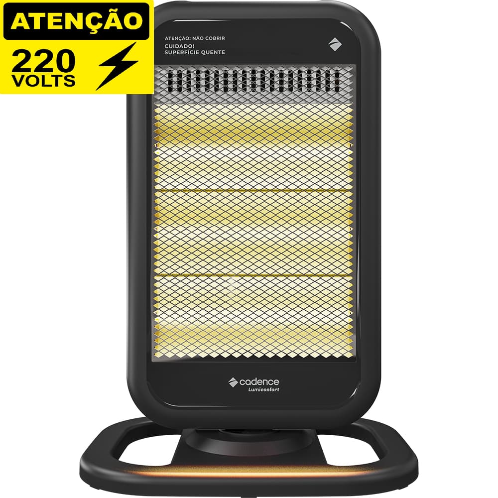 Aquecedor Halógeno Preto 1200w Cadence Lumiconfort 3 Níveis - 220v