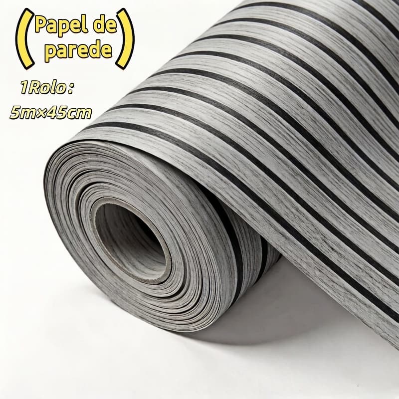 Papel de Parede Madeira 3D Autocolante 5m x 45cm Decoração para Quarto e Sala