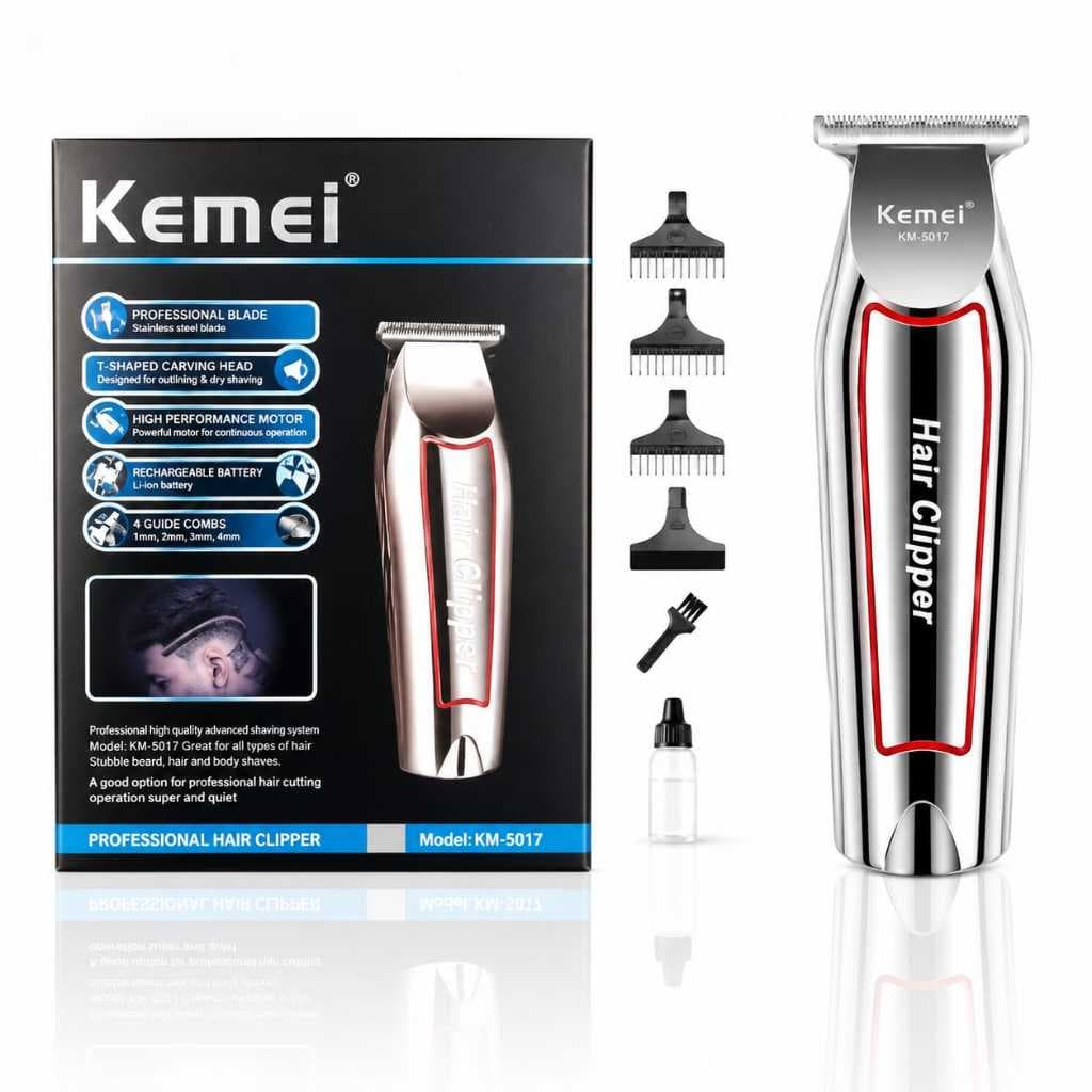 Máquina De Acabamento Profissional Kemei KM-032 Sem Fio Com Pentes E Escova De Limpeza