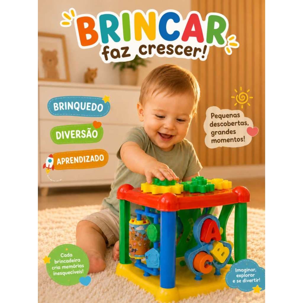 Brinquedo Bloco Interativo Educativo Letras e Peças Interativos Desenvolvimento de Criança