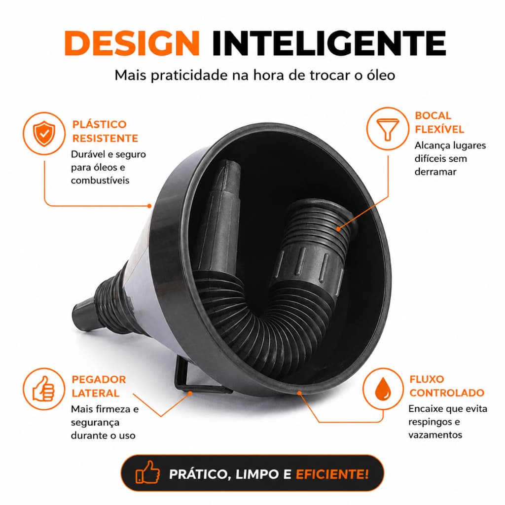 🚀 Funil Flexível Automotivo Profissional Para Óleo Gasolina Diesel Anti Vazamento