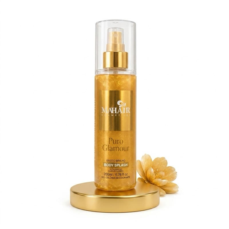 Body Splash Puro Glamour Mahair 200ml Brilho Iluminador Corporal Feminino Desodorante Colônia