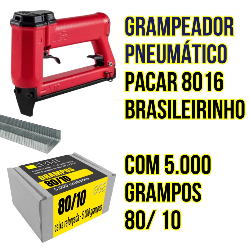 Grampeador Brasileirinho + 5.000 Grampos 80/10 Pcw