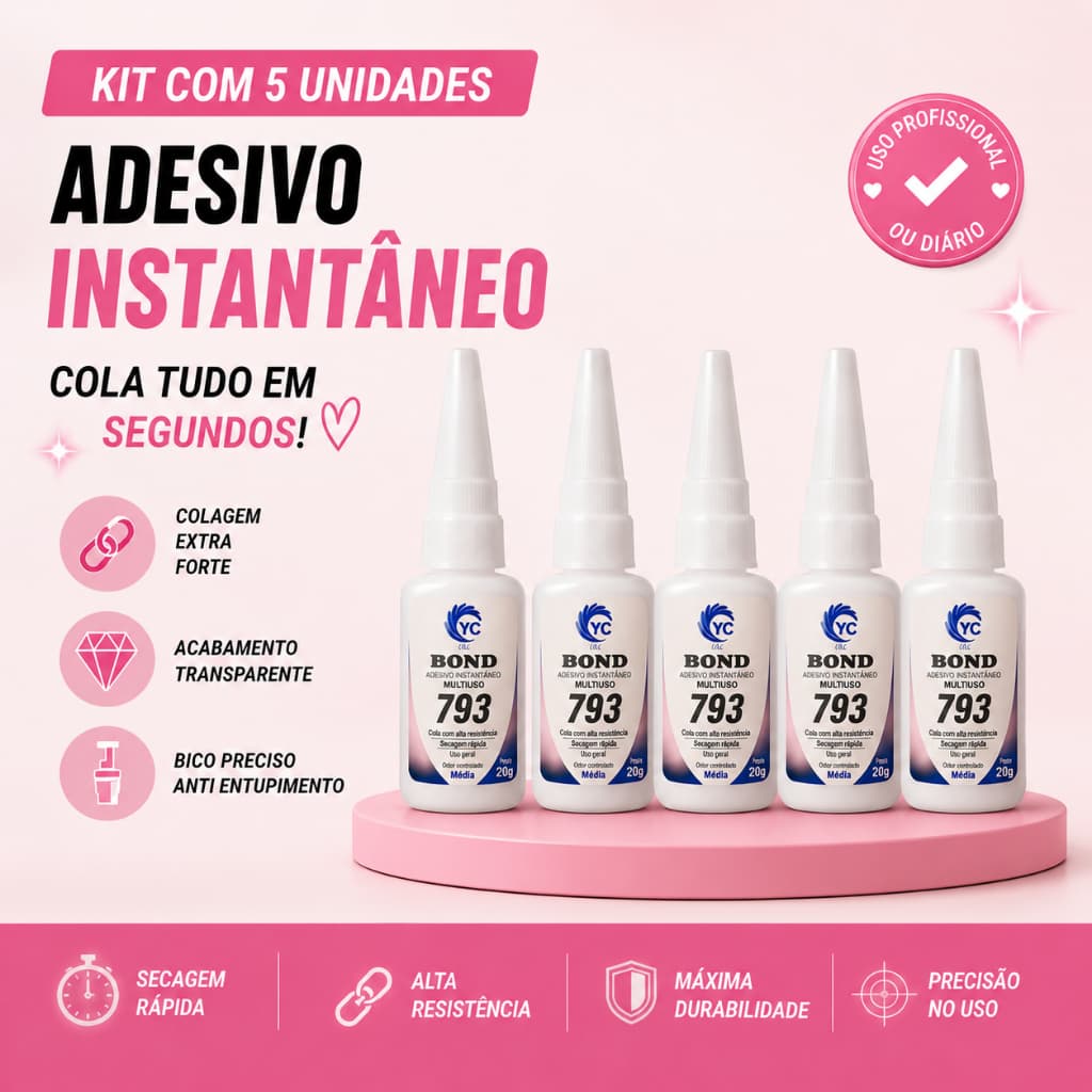 Kit 3/5 Cola Instantânea 793 20g Uso Profissional