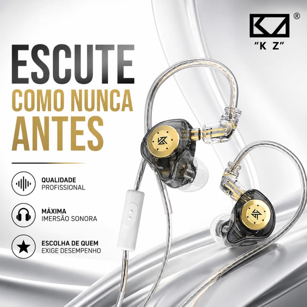 KZ EDX Pro Fone In-Ear Original Com Microfone | Gamer e Retorno de Palco
