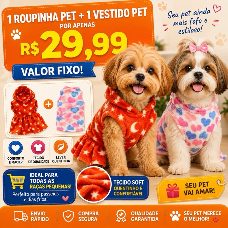 1 Vestido com capuz +  Roupinha pet   | Conforto e Estilo para Seu Pet 🐾