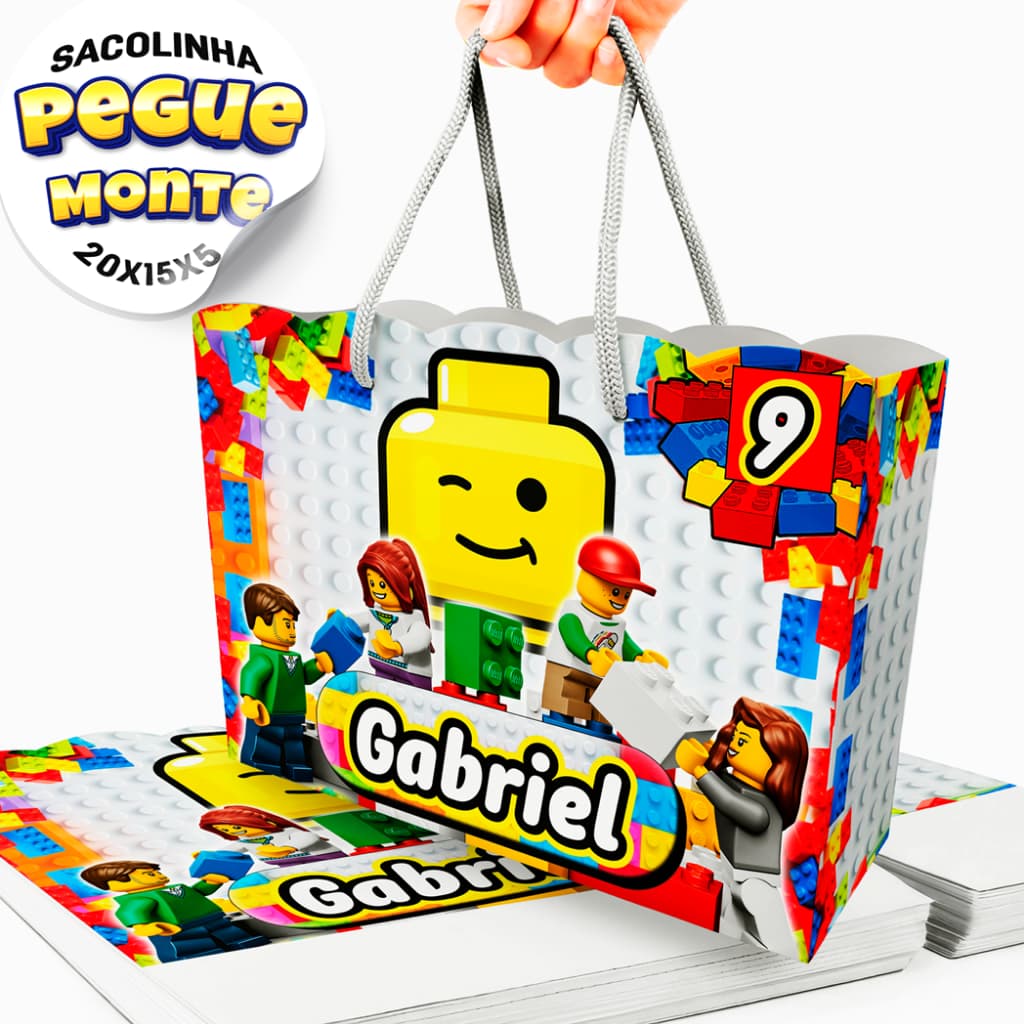 Sacolinha LEGO Personalizada PEGUE E MONTE