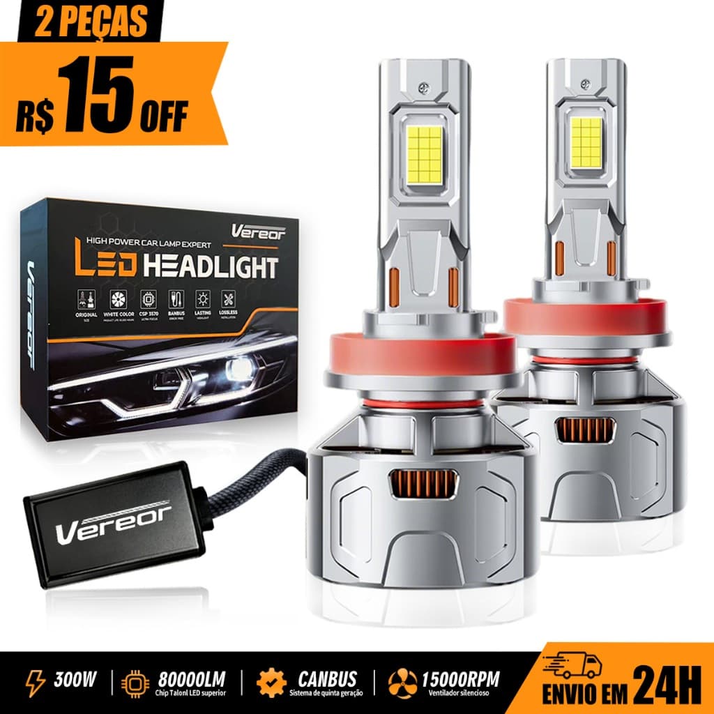 Par Lâmpada LED Carro X12 80000LM 300W 6000K Super Brilhante Canbus H1/H3/H4/H7/H11/9005/9006 Frete Grátis