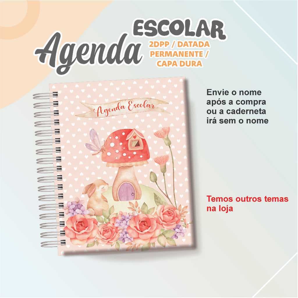 Agenda Escolar Capa Dura | Envie Seu Nome Após a Compra