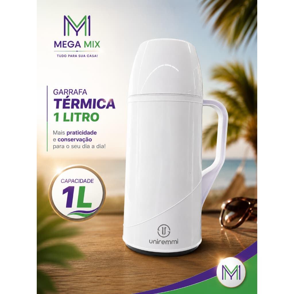 Garrafa Térmica De Água Unitermi 1L Ideal para Café, Chá e Chimarrão