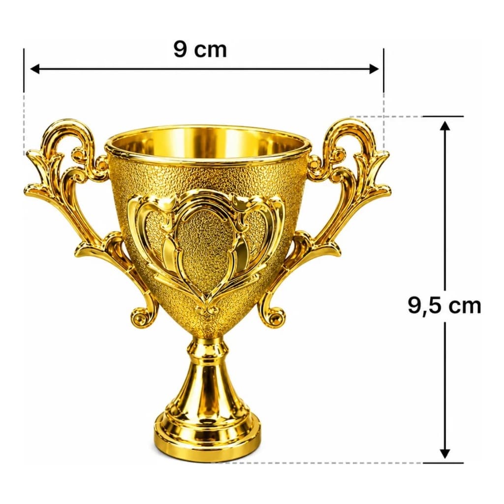 6 Taças Ouro Lembrancinha Troféu Futebol 9 X 9,5 Cm Unidades