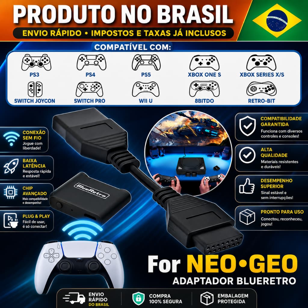 ADAPTADOR Bluetooth para NEO-GEO CONTROLE Bluetooth Blue Retro RetroScaler original