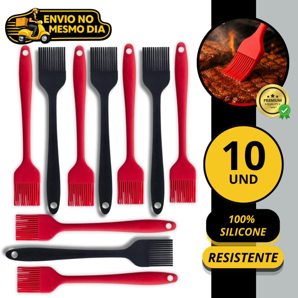 KIT 5/10 Pincel Culinario para Untar em Silicone Churrasco Molhos Ovo Utensilio de Cozinha Confeitaria Profissional