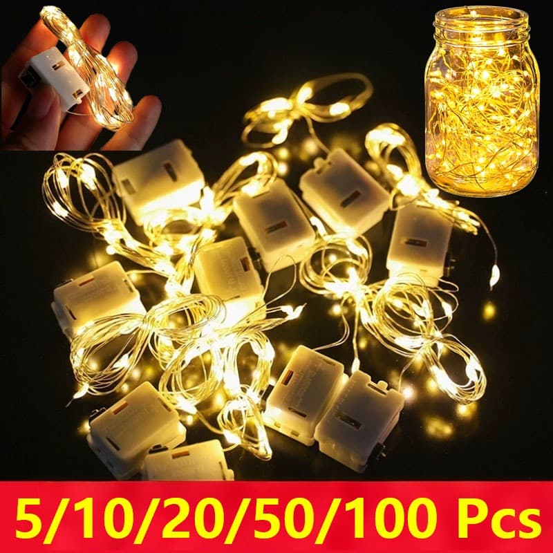 Fio de Fada led 2 metro Luzes LED Pisca Pisca a Pilha para Decoração Festa Natal Casamento Aniversário Quarto