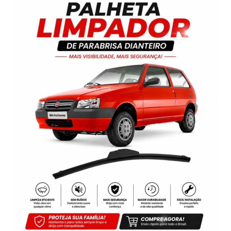 Palheta de parabrisa dianteiro de silicone Uno/Prêmio/Elba/Fiorino