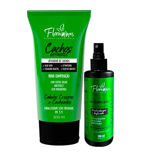 Kit  Ativador/ Creme para pentear  e Umidificador  Cabelos Cacheados 200ml Floraminas