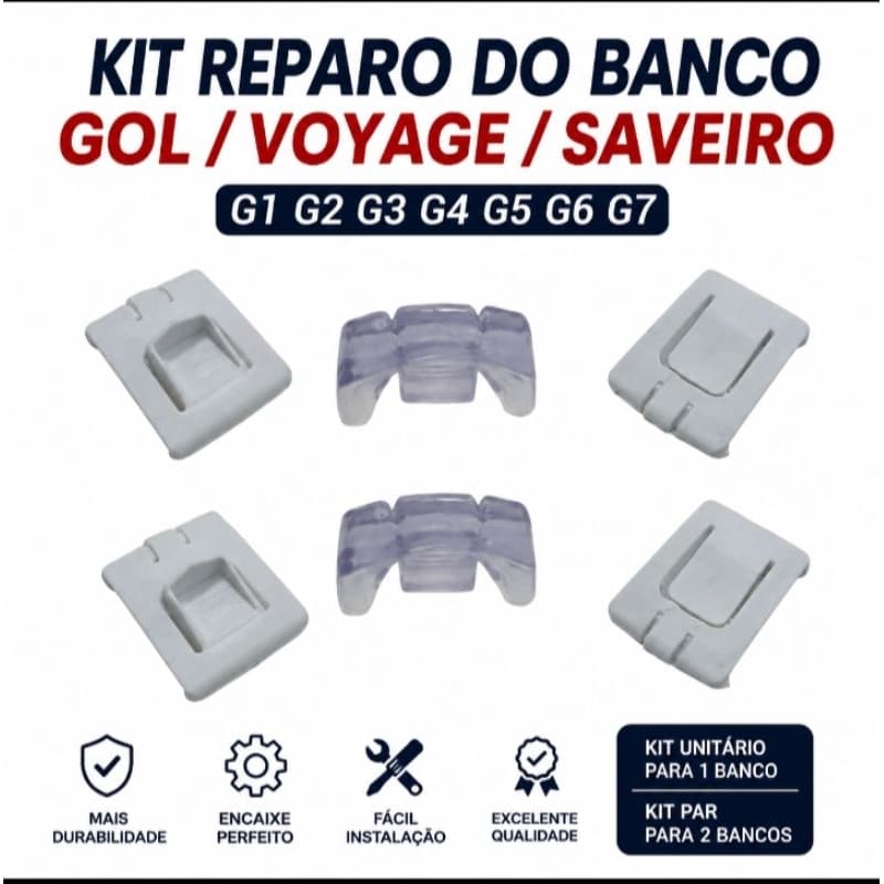 Kit Reparo Banco Gol Saveiro Voyage Kit para 1 Banco ou 2 Bancos Fácil Instalação