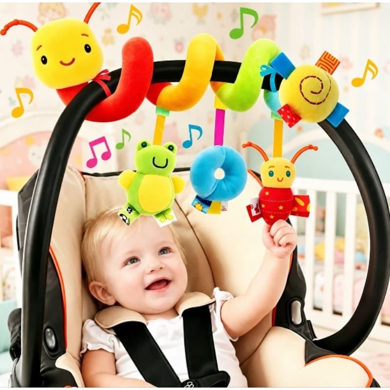 Bebê Recém Nascido Mobile Centopeia Espiral /ARCO-IRIS Coruja Carrinho Brinquedo Conforto de Berço Com Chocalho