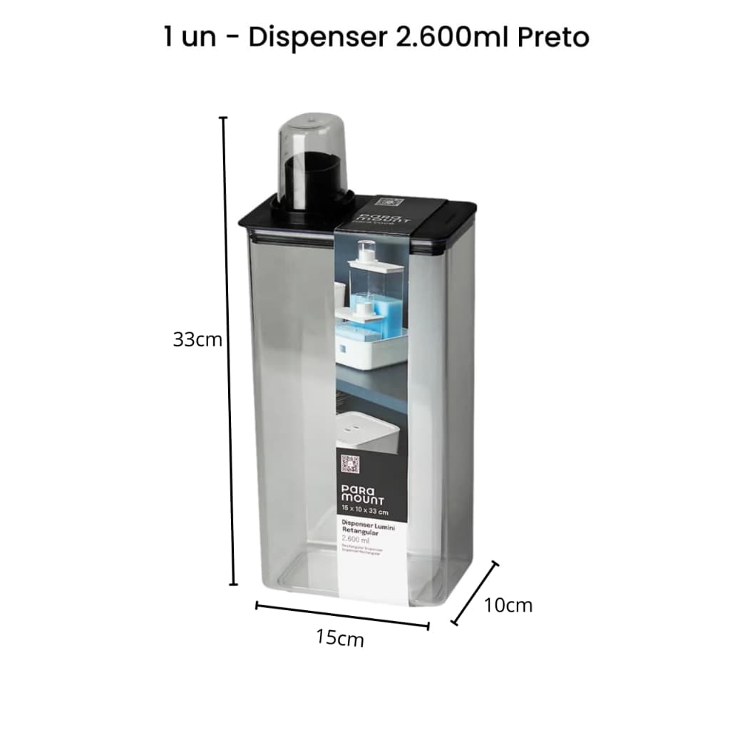 Dispenser Organizador opções de 1,3 L e 2,6 L Acrílico com dosador para Lavanderia AMACIANTE SABÃO
