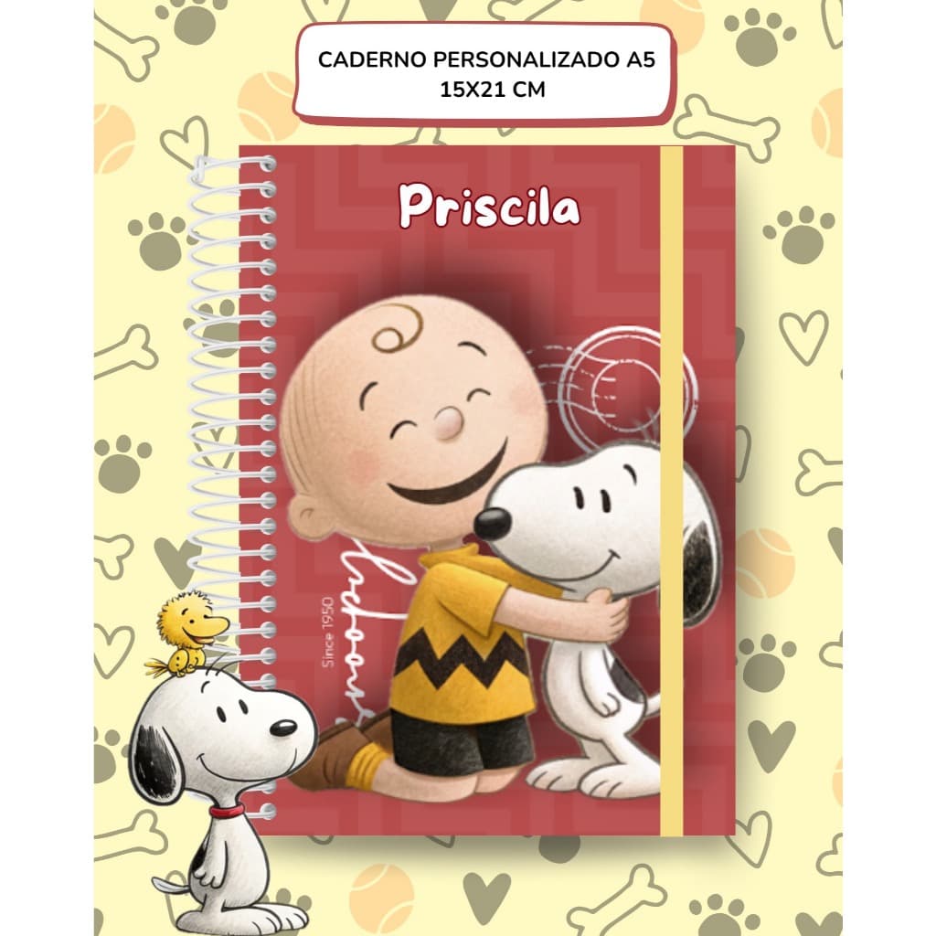 Caderno Pequeno Snoopy Personalizado | Caderno de Anotações A5