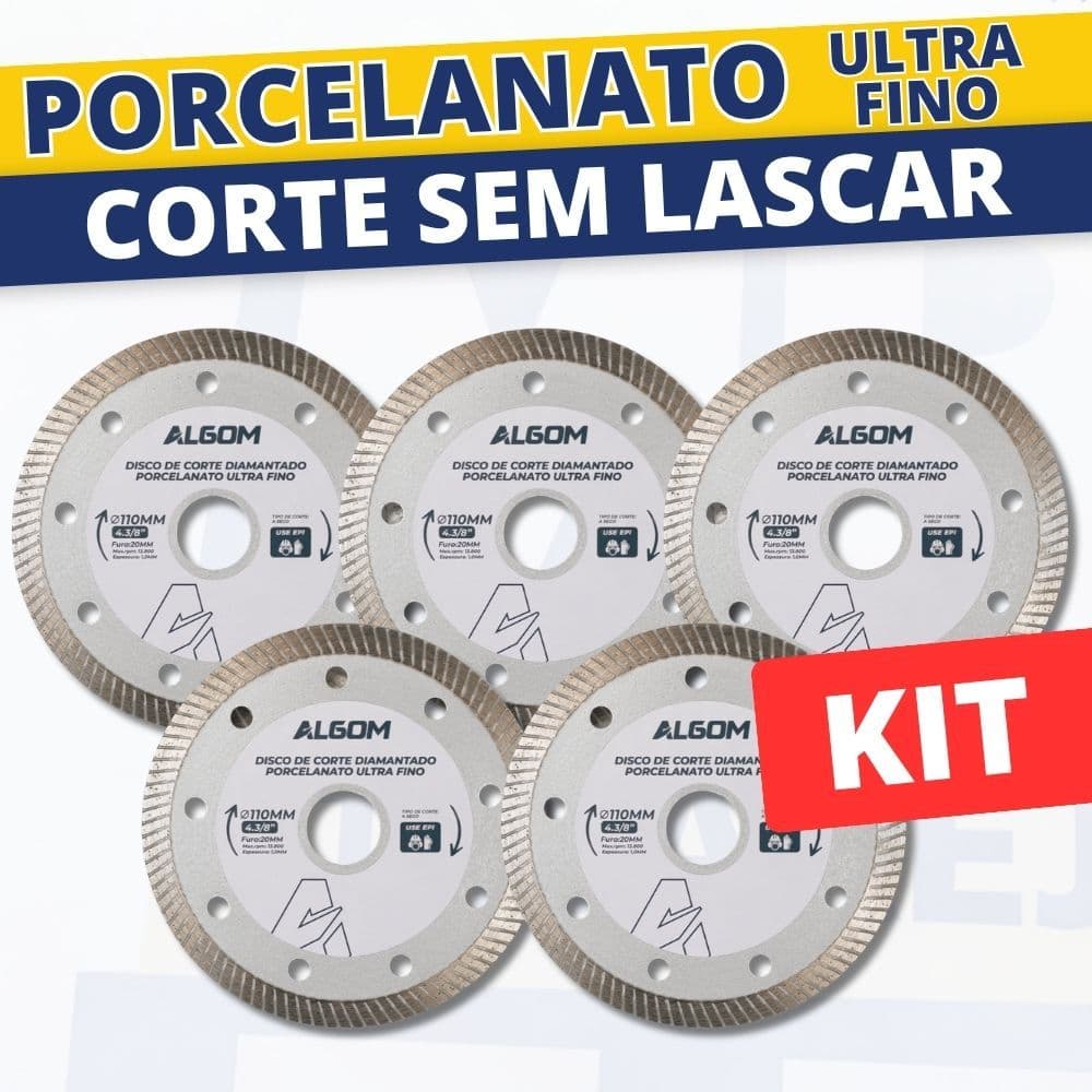 Kit Disco de Corte Porcelanato Disco Diamantado Porcelanato Profissional Ultra Fino sem Rebarbas