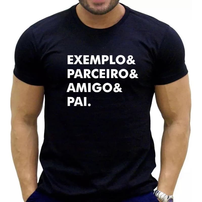 Camiseta Masculina Exemplo Parceiro Amigo Pai Frase Motivacional 100% Algodão Casual