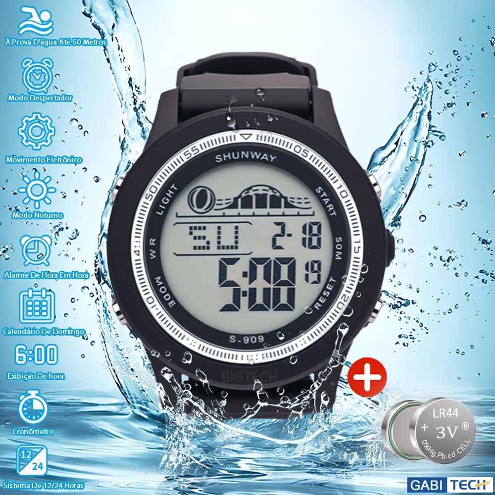Relógio Relogios Masculino Digital A Prova D 'Água Eletrônico Multifuncional Original Com Led Militar Luxo Esportivo