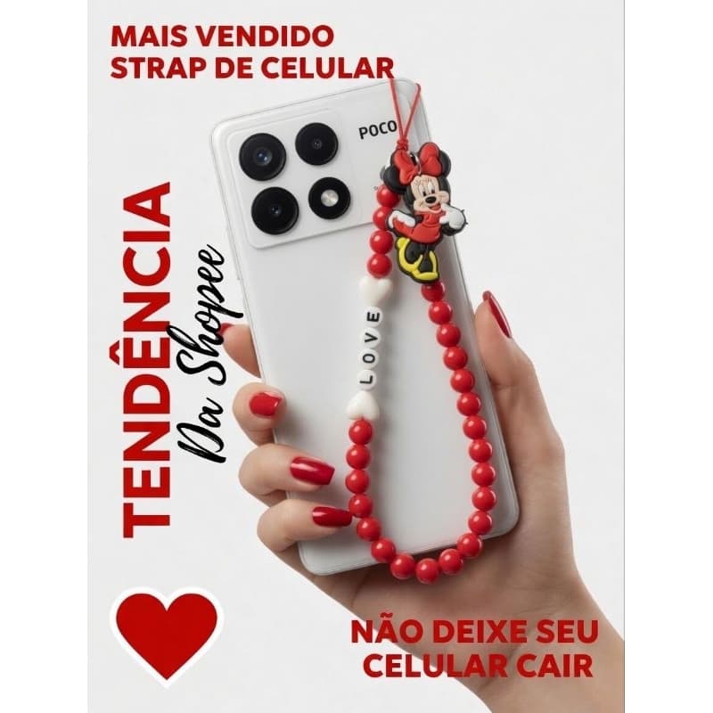 Strap de Celular Anti Queda Universal iPhone Android | Alça Ajustável Estilosa Feminina