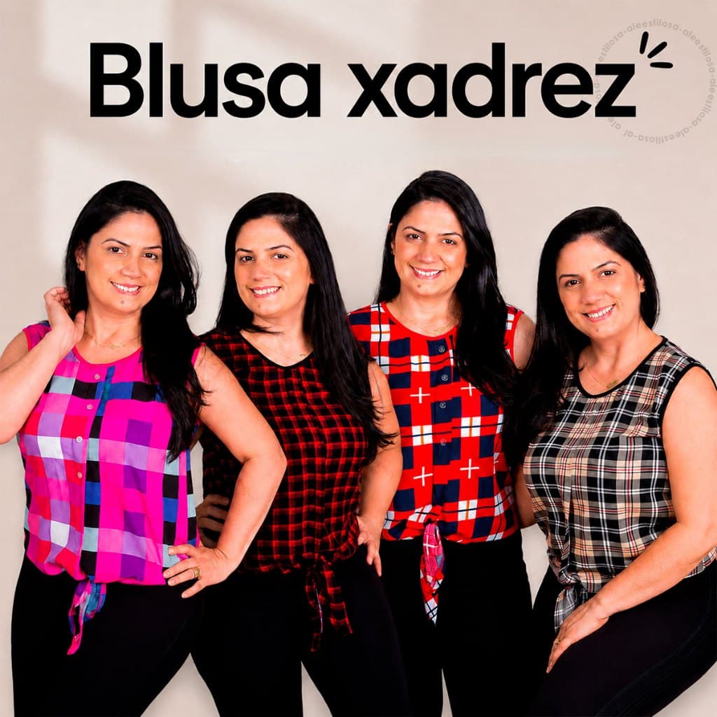 Camisa feminina Xadrez Manga Curta Viscose Festa Junina Estilosa Casual