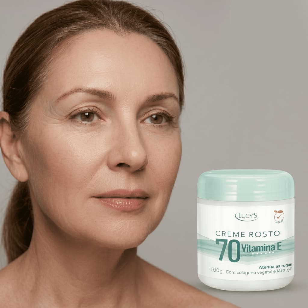 Creme Facial 70+ Antirugas com Colageno e Matrixyl Lucy's 100g