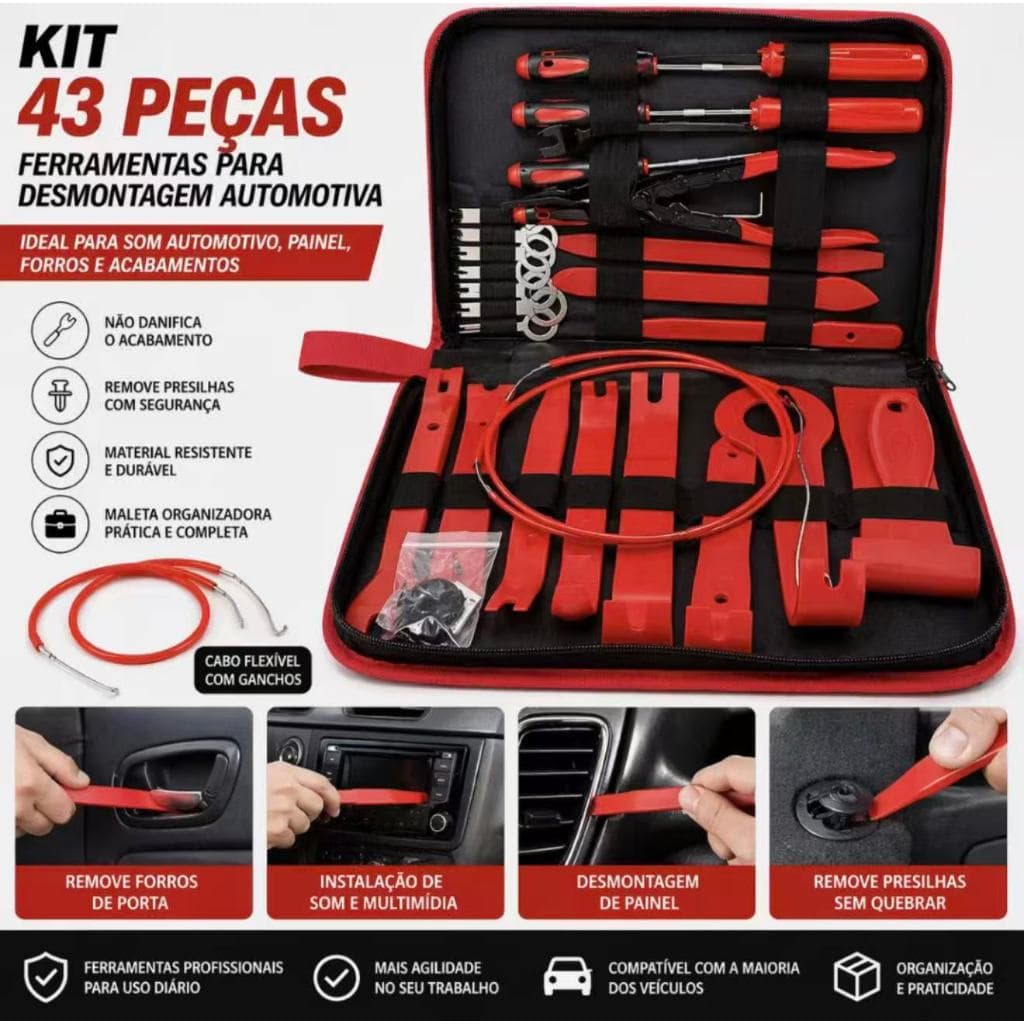 Kit 43 pçs Ferramentas de Remoção Automotiva，Espátulas de Nylon para Painel, Forro de Porta de carro
