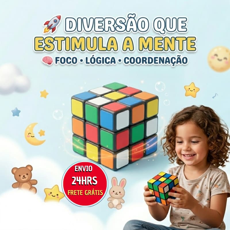 Cubo Mágico 3x3  Infantil Educativo Quebra Cabeça Raciocínio Lógico Coordenação Motora