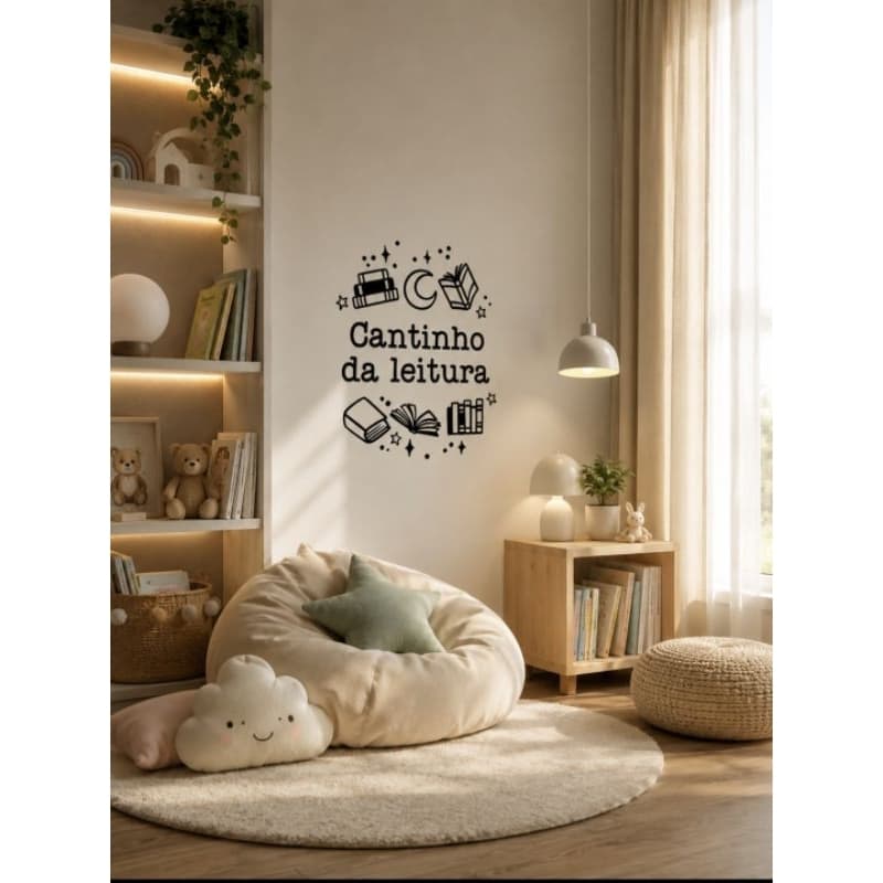 Adesivo de parede para decoração Cantinho da leitura quarto infantil  juvenil brinquedotecas