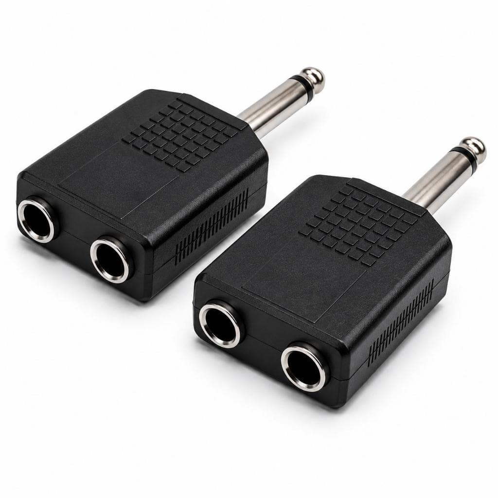 Kit 2 Adaptador Duplicador P10 Mono Macho Para 2 P10 Fêmea MXT Divisor Áudio Mesa Som Amplificador top