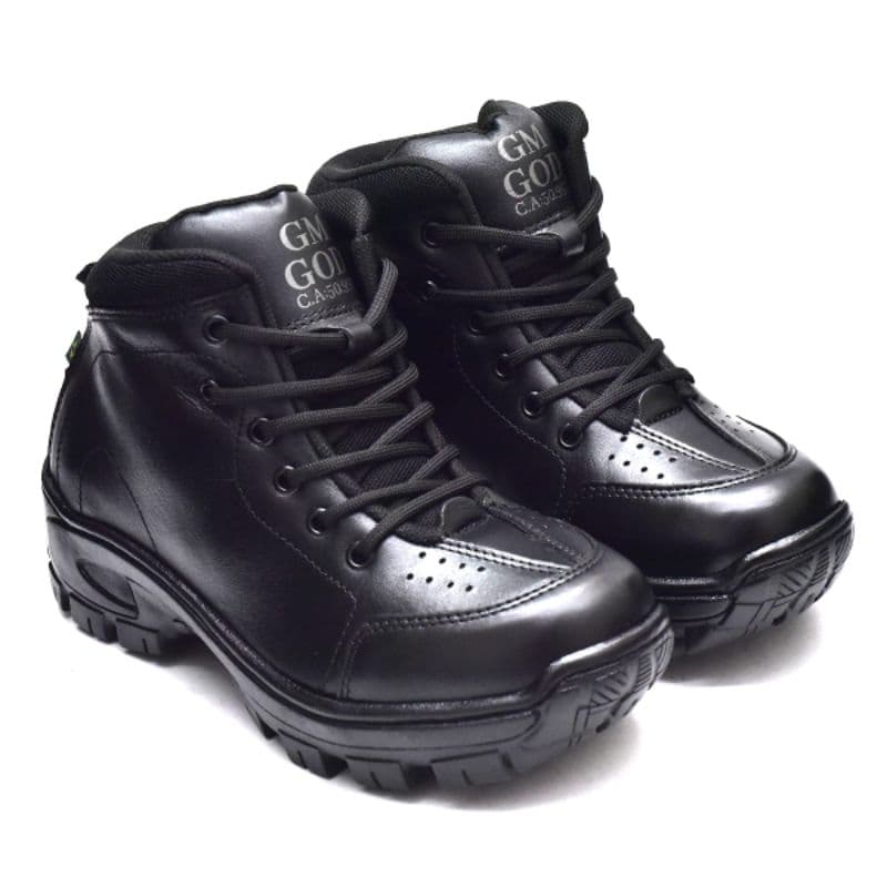 Bota Adventure 100%Couro com C.A bico PVC REF:03 Preto.