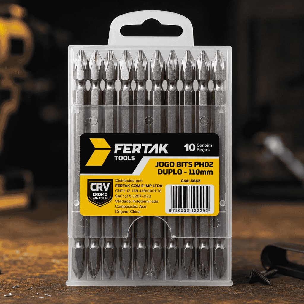 Kit Com 10 Ponteiras PH2 Duplo Magnético Phillips 110mm Aço Resistente