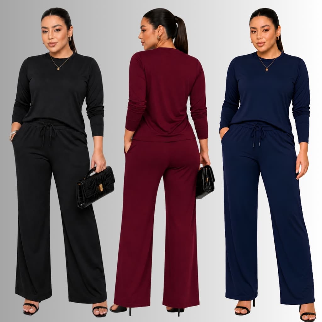 Conjunto Feminino Lanzinha  2 Peças Blusa e Pantalona Inverno Frio