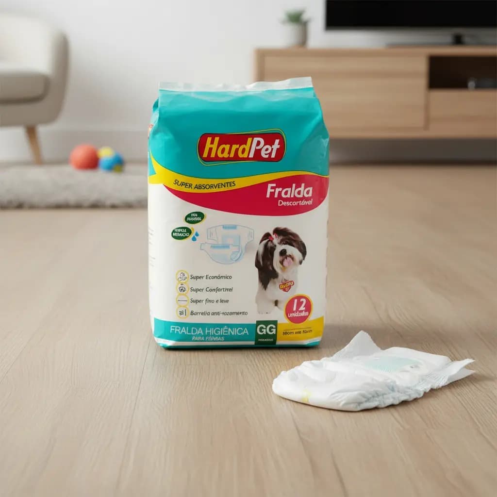 Fralda Descartável Higiênica P/ Cães Fêmea Hard Pet GG 12 Un