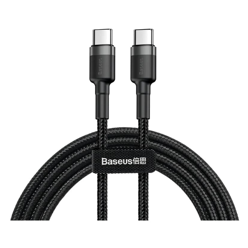 Cabo USB-C Duplo Turbo Baseus 60w 2 Metros Resistente Carregamento Rápido