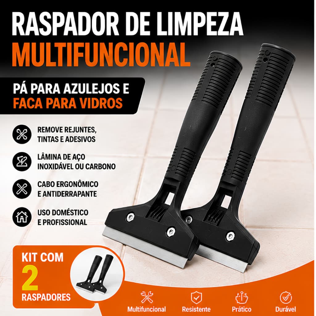 Kit 2 Raspador Multifuncional para Vidros Azulejos Rejunte e Adesivos