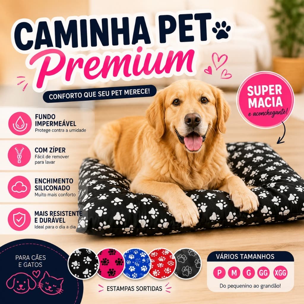 Caminha pet Premium com ziper, cama pet Luxo, cama para cachorro e gato super macia, colchonete pet