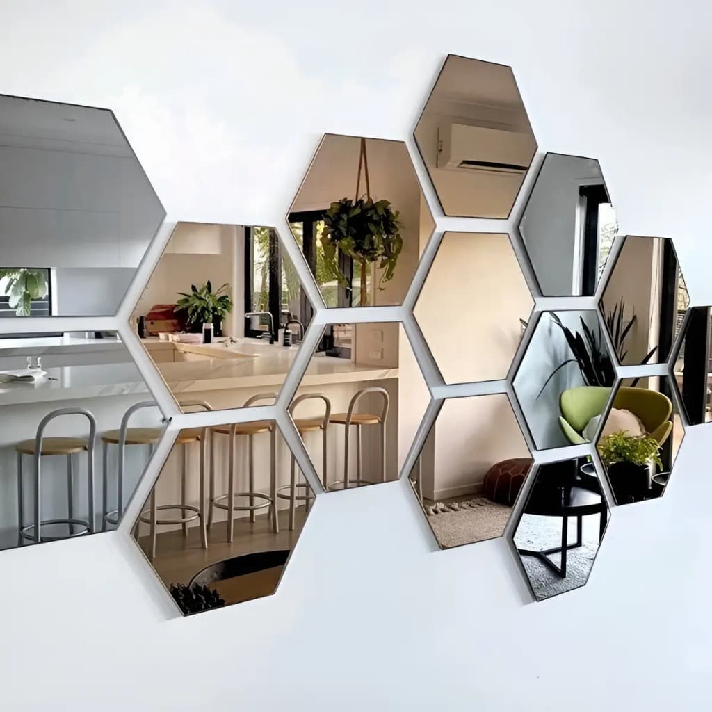 Kit 10 Peças Espelho Acrílico Decorativo Hexagonal Adesivos