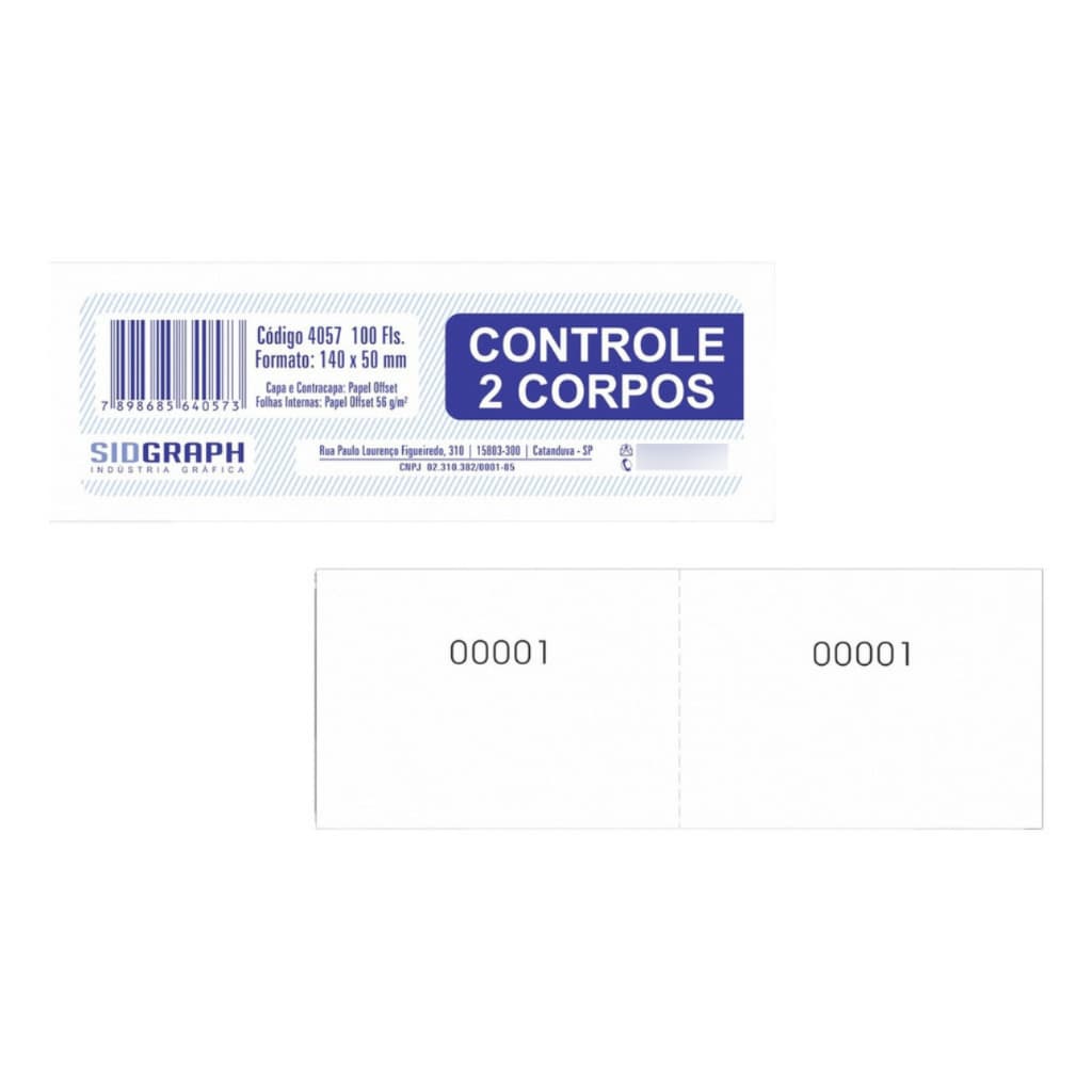 1 2 3 5 10 20 Bloco Controle 2 Ou 3 Corpos Numerado 100 Folhas Sidgraph Picote Talão