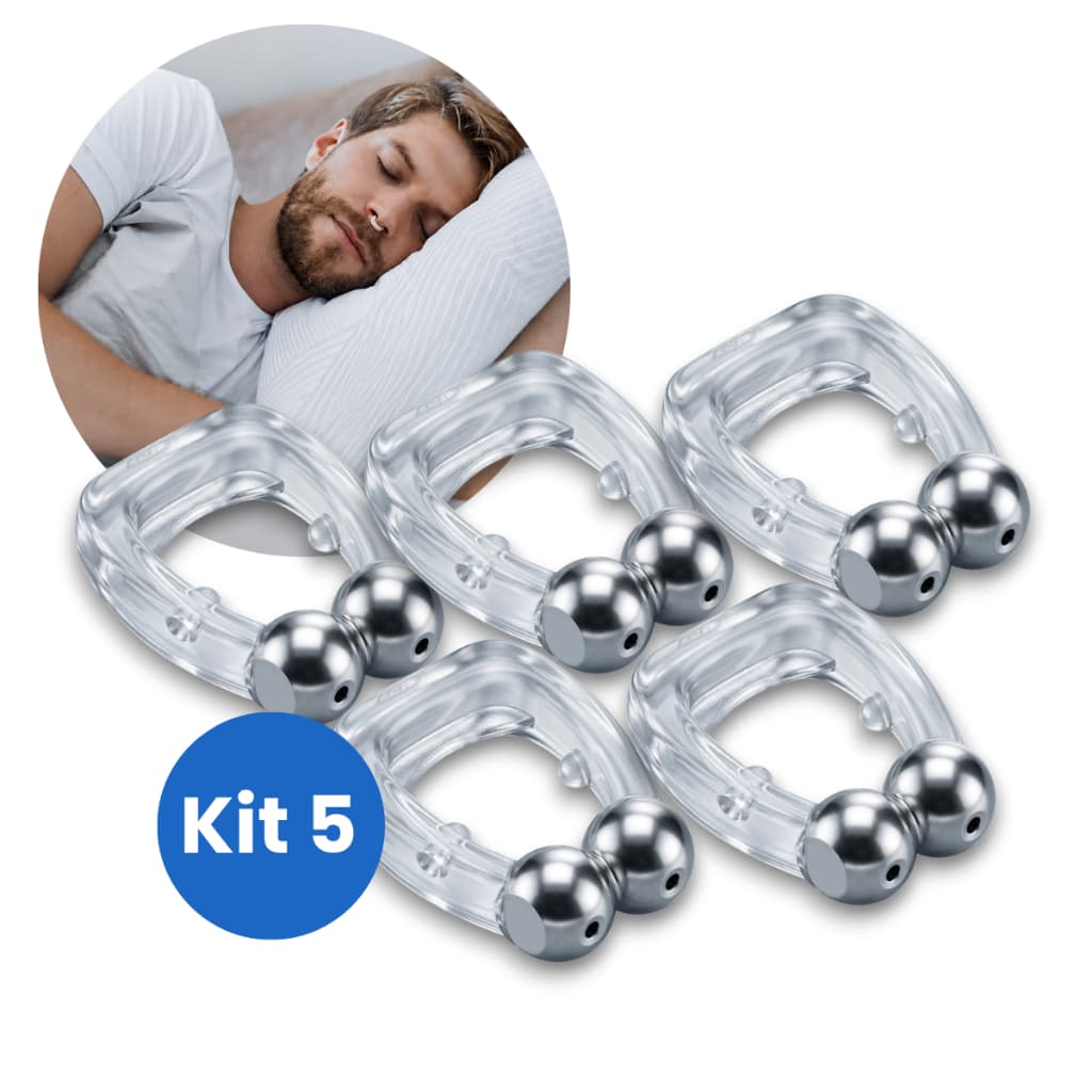 Kit 5 Clips Nasais Magneticos Dilatador Anti Apneia Aparelho Nariz Dispositivo Eficaz contra Ronco