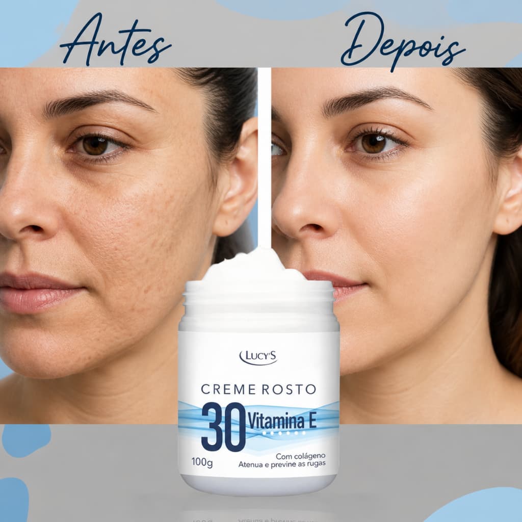 Creme Facial Lucy"s 100g - Antirrugas e Clareador com Colágeno e Vitamina E