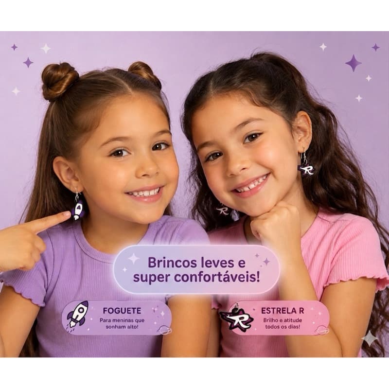 Brinco Emilly Vick Infantil Ketlen Dos Rosas Acrílico Leve Influencer Moda Teen