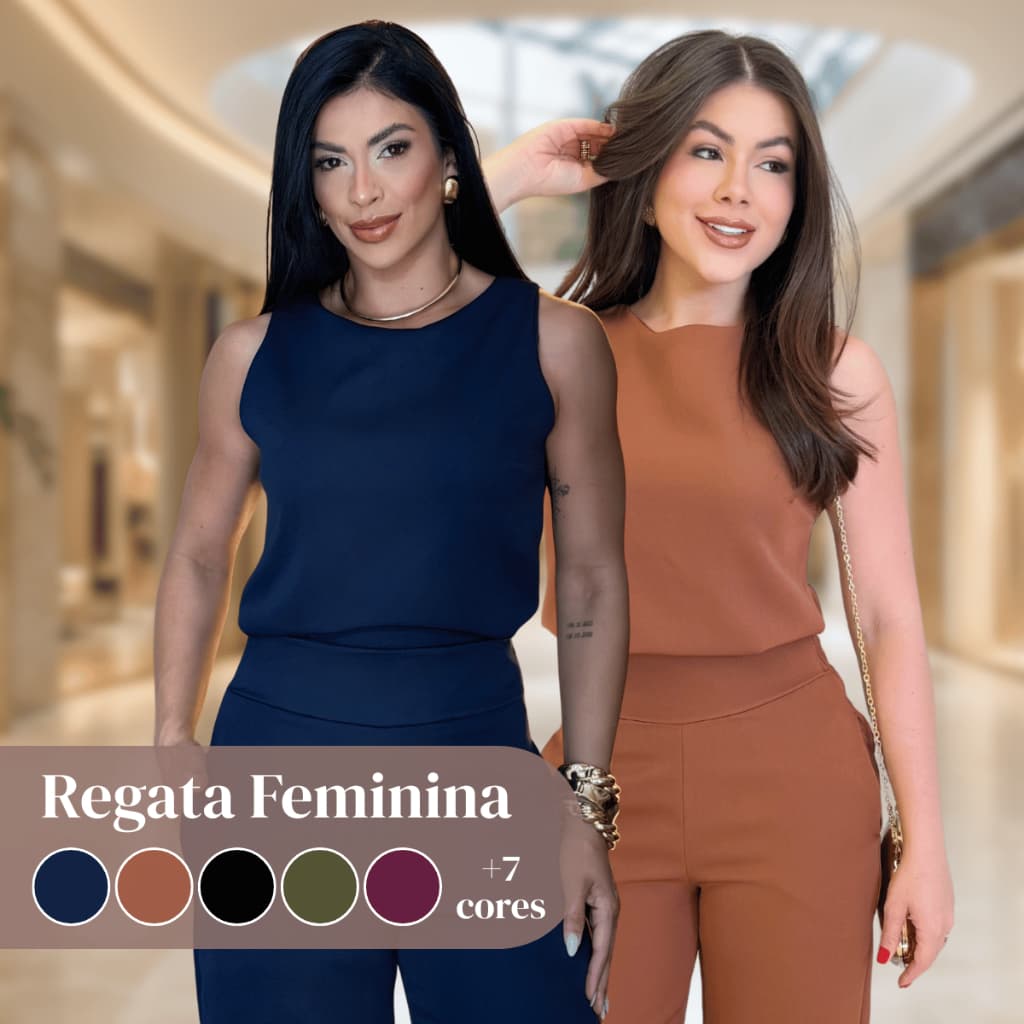 Blusa Regata Feminina Premium Alfaiataria Social Chic Elegante Sem Manga Sofisticada Moda