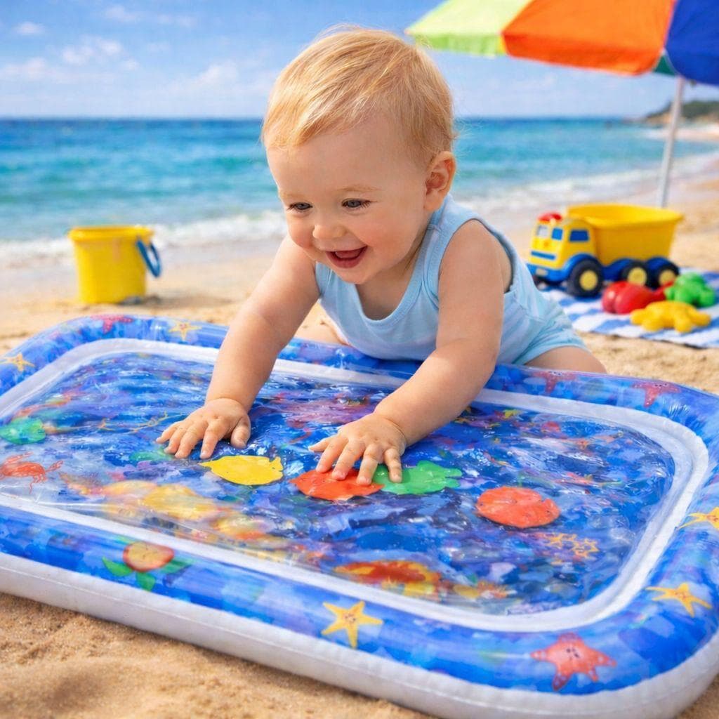 Tapete Infantil Bebê Inflável Água Atividades Sensorial Almofada Tummy Time
