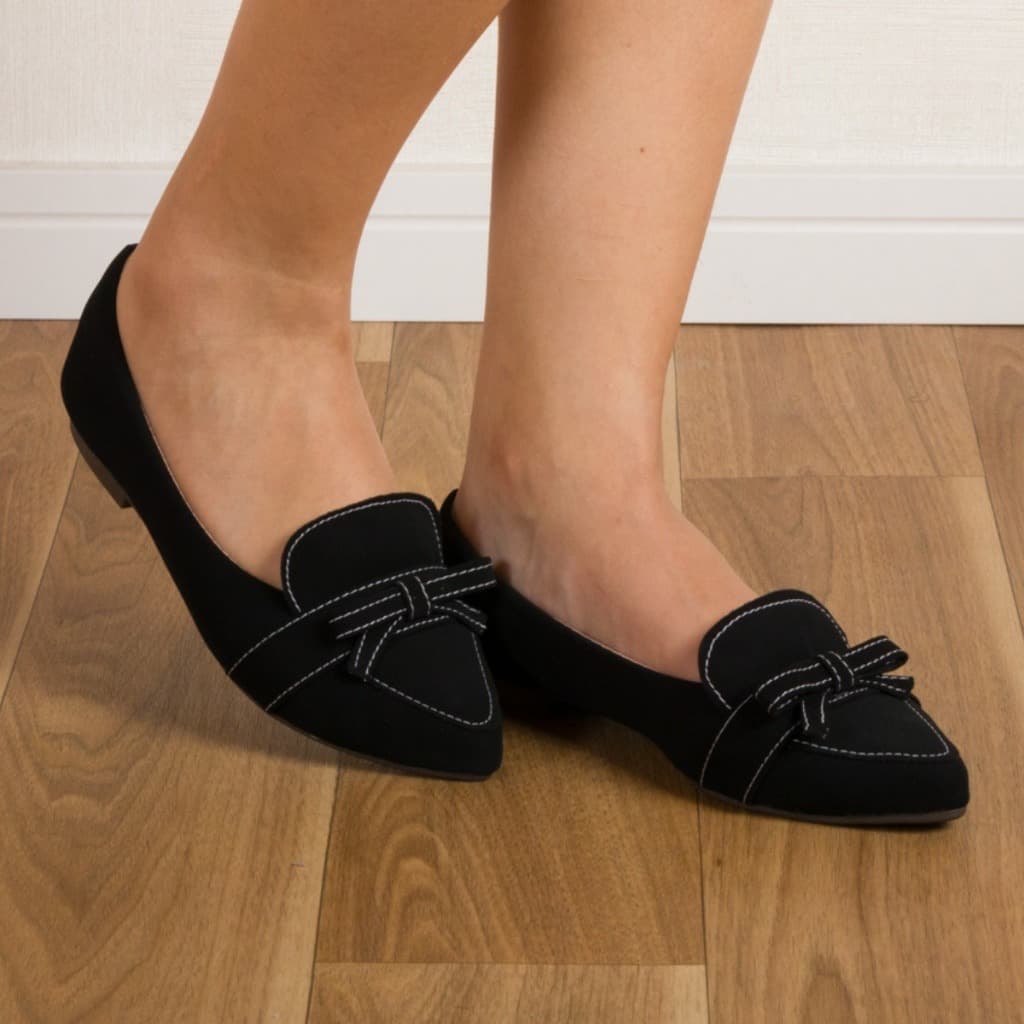 Sapatilha Feminina Rasteirinha Sandália Mocassim Feminino Casual Preto Sapato Social