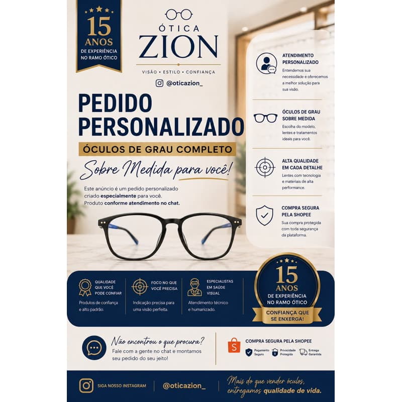 Óculos de grau completo sob medida 2